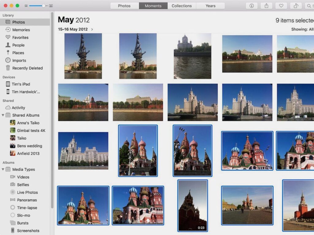 Загрузка файлов с помощью приложения Фото на Mac